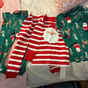 Carter’s 18 month 4 piece Christmas pajamas set new red stripe Santa elf